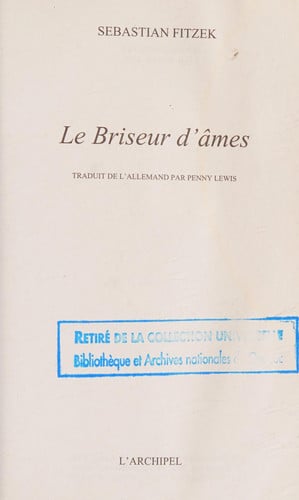 [OCC006287] Le briseur d'âmes - Sebastian Fitzek (Poche) - Livre d'occasion